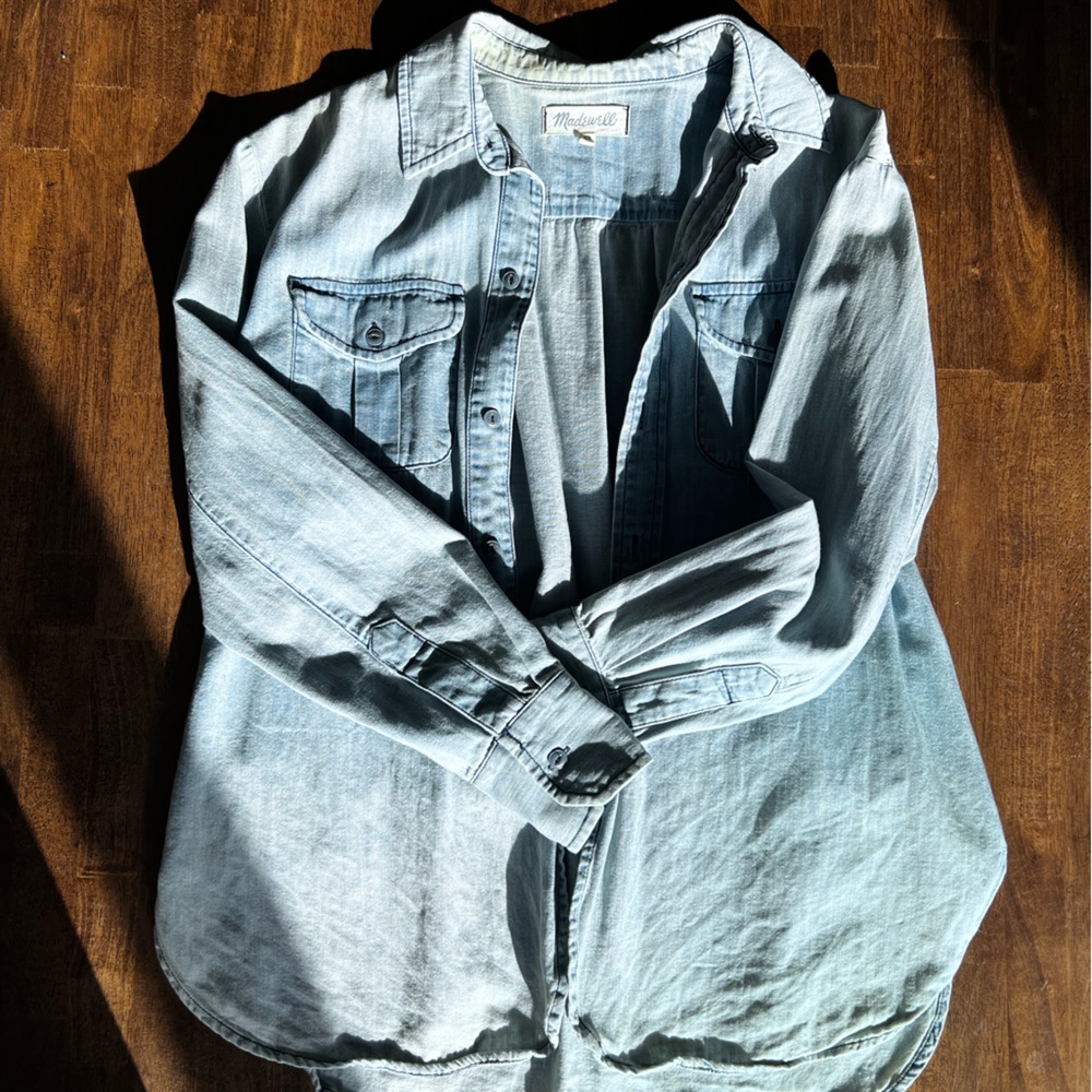 Madewell Faded Blue Denim Shirt, gently worn and like new